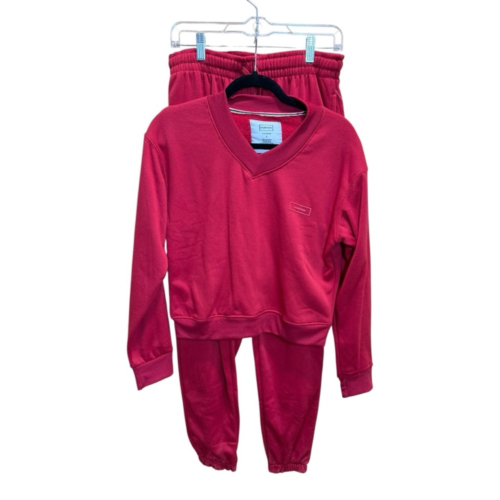 Hunter Sleepwear Red Lounge Set V-Neck Sweatshirt & Cargo Joggers Small NWOT